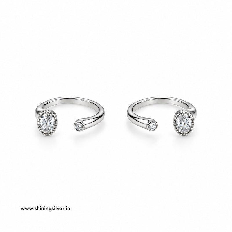 SHINING’s 925 Sterling Silver Oval Stone Toe Rings