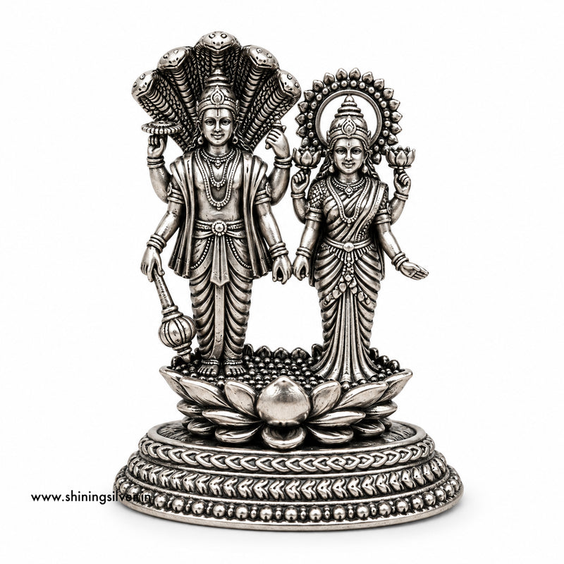 SHINING’s 925 Pure Silver Vishnu Laxmi Solid Idol