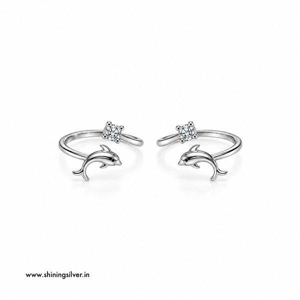 SHINING’s 925 Sterling Silver Dolphin Open-Top Toe Rings