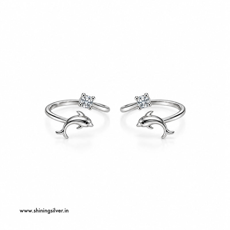 SHINING’s 925 Sterling Silver Dolphin Open-Top Toe Rings