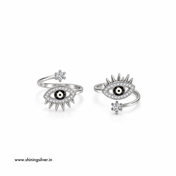 SHINING’s 925 Sterling Silver Evil Eye Open-Top Toe Rings