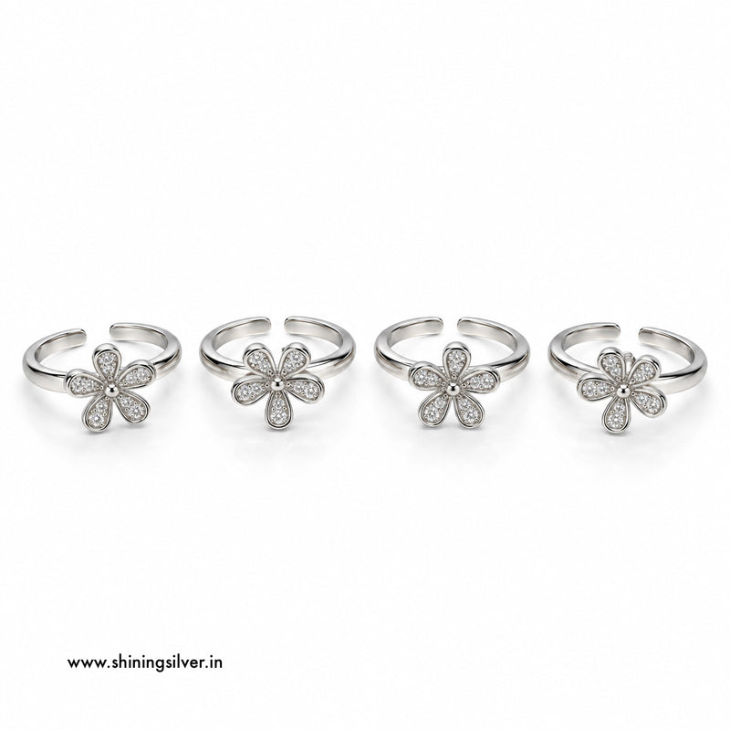 SHINING’s 925 Sterling Silver Floral Toe Rings