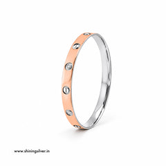 Rosegold Finish Silver Kada For Men | 925 Sterling Silver