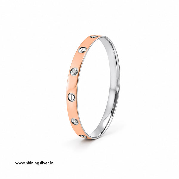 Rosegold Finish Silver Kada For Men | 925 Sterling Silver
