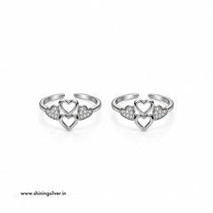 SHINING’s 925 Sterling Silver Heart Toe Rings