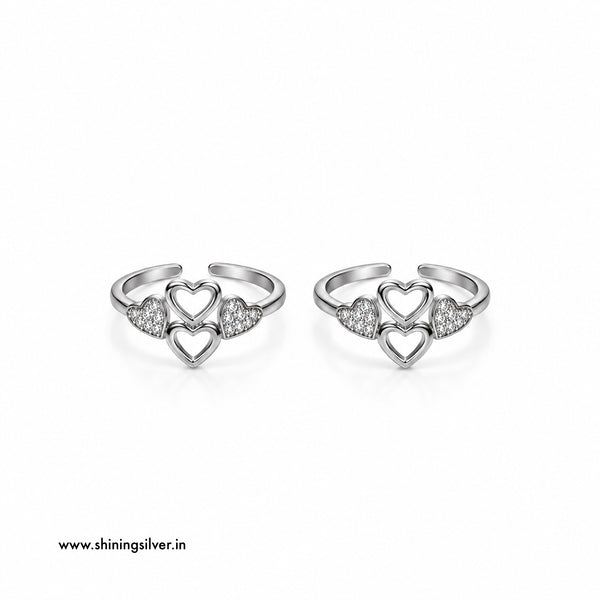 SHINING’s 925 Sterling Silver Heart Toe Rings
