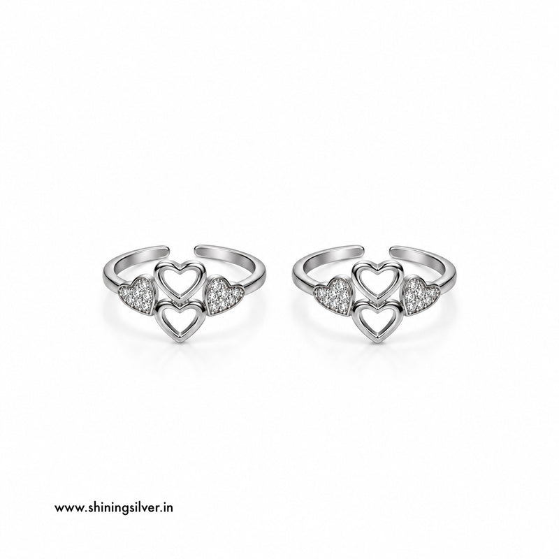 SHINING’s 925 Sterling Silver Heart Toe Rings