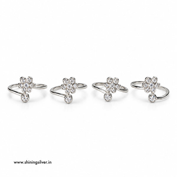 SHINING’s 925 Sterling Silver Floral Open-Top Toe Rings