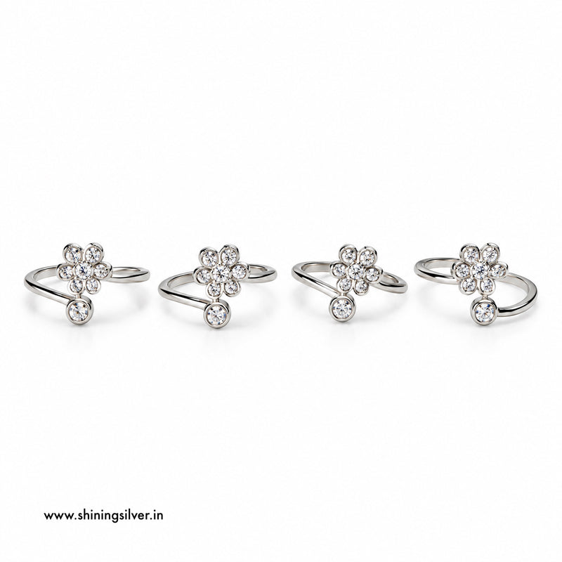 SHINING’s 925 Sterling Silver Floral Open-Top Toe Rings