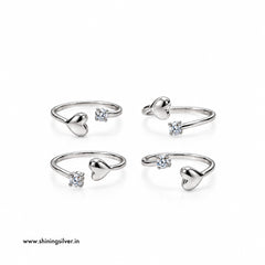 SHINING’s 925 Sterling Silver Heart Open-Top Toe Rings