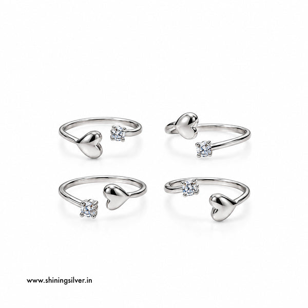 SHINING’s 925 Sterling Silver Heart Open-Top Toe Rings