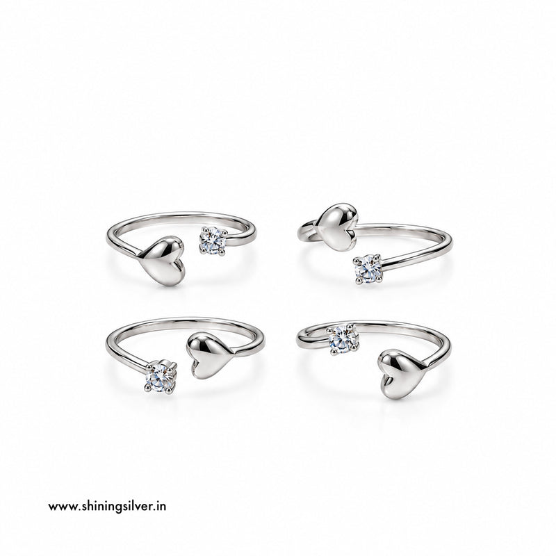 SHINING’s 925 Sterling Silver Heart Open-Top Toe Rings
