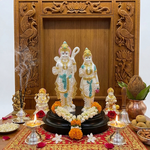 Ram-Sita Silver Idol | 999 Pure Silver