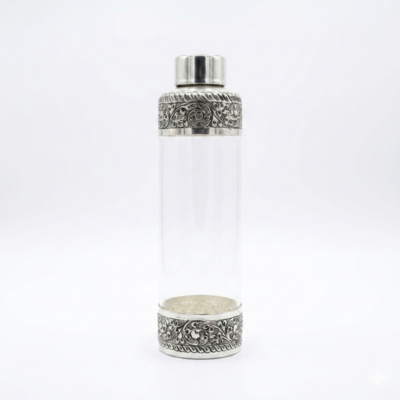SHINING’s 500ml Pure Silver Bottle | 925 Pure Silver | Handcrafted Silver Utensils