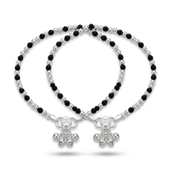 SHINING’s Black Beeds Anklet 925 Sterling Silver
