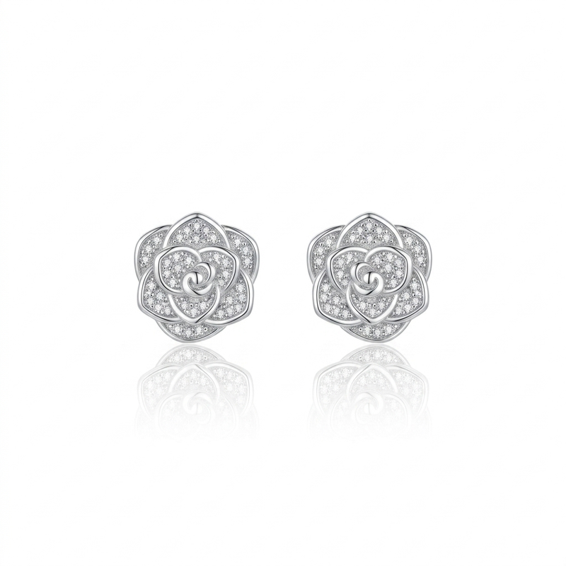 SHINING’s Silver Flower Studs