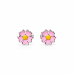 SHINING’s Pink Yellow Flower Sterling Silver Earrings | Everyday Studs