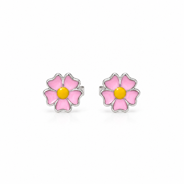 SHINING’s Pink Yellow Flower Sterling Silver Earrings | Everyday Studs