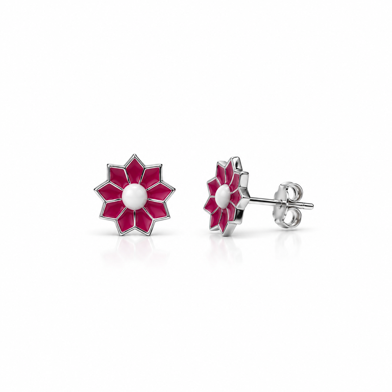 SHINING’s Daisy Stud Earrings- Red