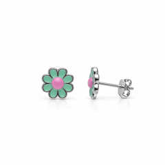 SHINING’s Mint Green Flower 925 Silver Earrings | Cute Minimal Studs