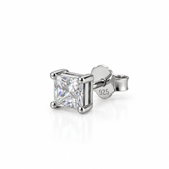 SHINING’s Princess Cut 925 Sterling Silver Moissanite Stud Earrings for Men