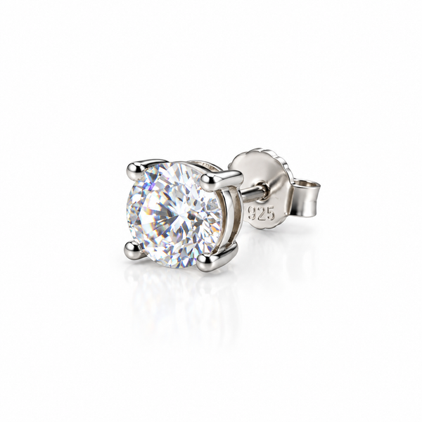 SHINING’s Solitaire Stud Earrings for Men in 925 Sterling Silver