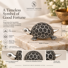 SHINING’s 925 Pure Silver Solid Tortoise / Kachua | Oxidised Silver Finish
