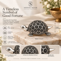 SHINING’s 925 Pure Silver Solid Tortoise / Kachua | Oxidised Silver Finish