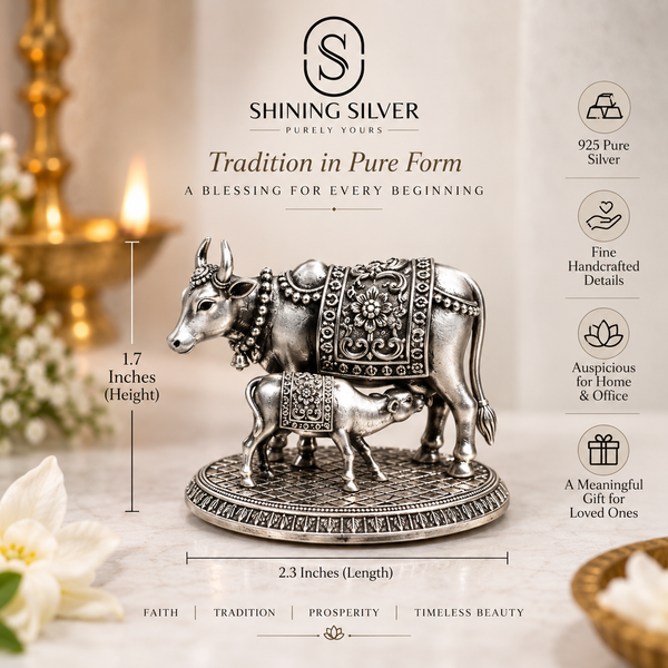 SHINING’s 925 Pure Silver Solid Cow & Calf Idol