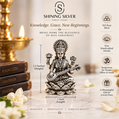 SHINING’s 925 Pure Silver Solid Maa Saraswati Idol