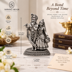 SHINING’s 925 Pure Silver Solid  Radha Krishna Idol