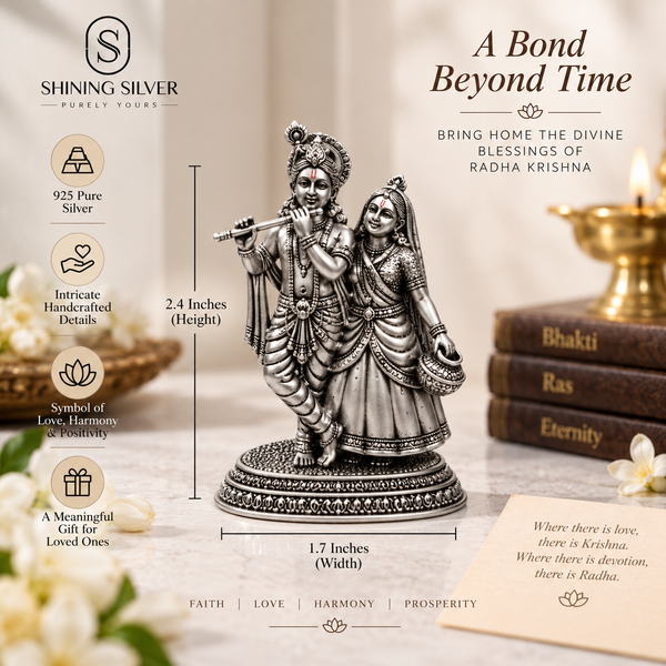 SHINING’s 925 Pure Silver Solid  Radha Krishna Idol