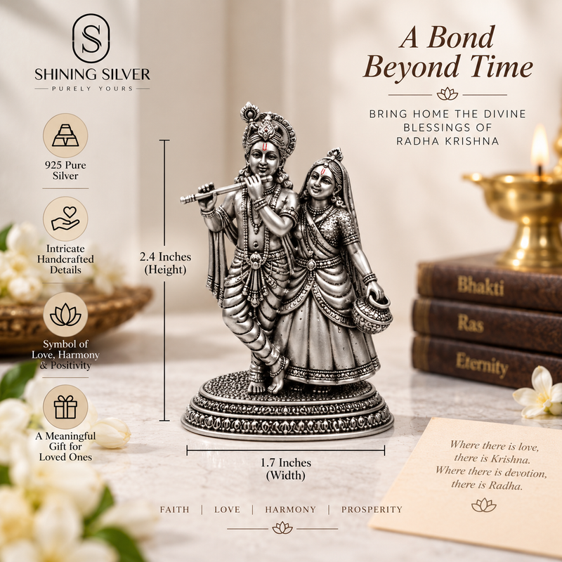 SHINING’s 925 Pure Silver Solid  Radha Krishna Idol