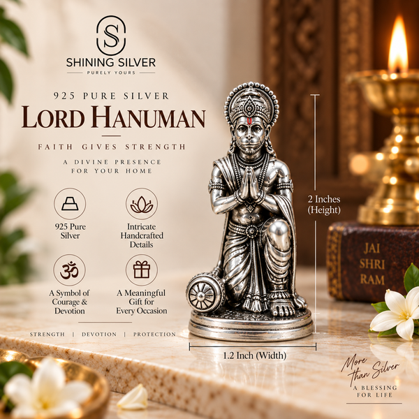 SHINING’s 925 Pure Silver Sitting Hanumanji Idol Solid