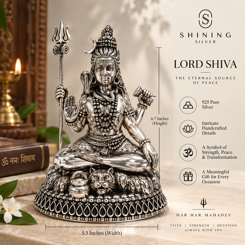 SHINING’s 925 Pure Silver Lord Shiva Solid Idol