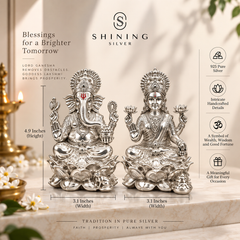 SHINING’s 925 Pure Silver Ganesh Laxmi Solid Idol