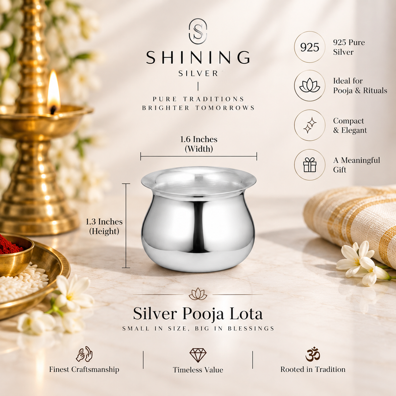 SHINING’s 925 Pure Silver Pooja Lota | 20 ML