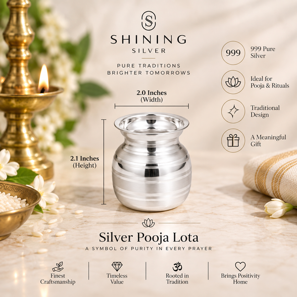SHINING’s 999 Pure Silver Pooja Lota | 80 ML