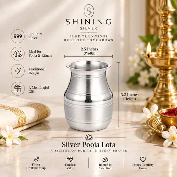 SHINING’s 999 Pure Silver Pooja Lota | 200 ML