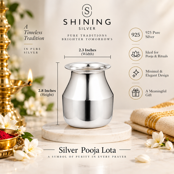 SHINING’s 925 Pure Silver Pooja Lota | 150 ML