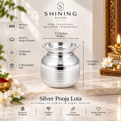 SHINING’s 999 Pure Silver Pooja Lota | 150 ML