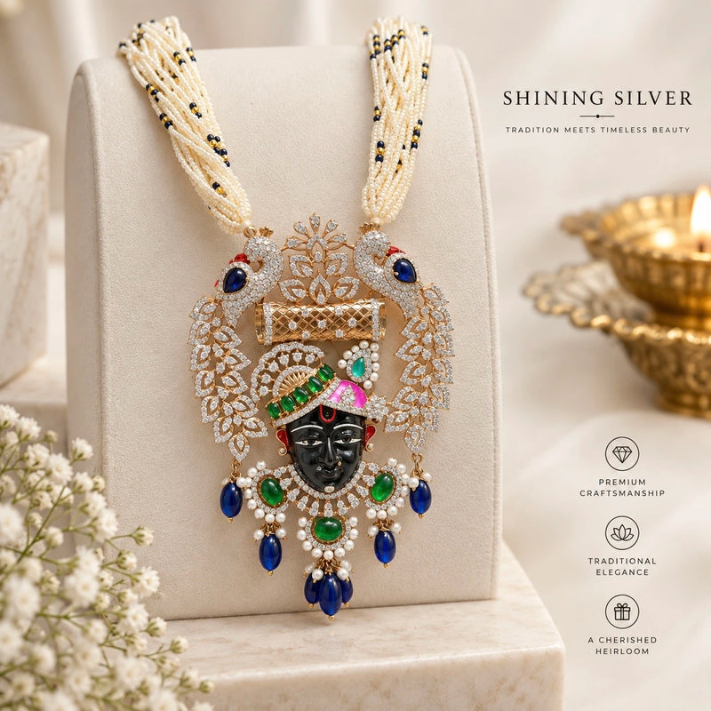 SHINING’s Shrinathji Pendant Necklace in 925 Pure Silver | Rose Gold Finish