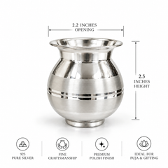 SHINING’s 925 Pure Silver Lota | 55 Grams | Silver Puja Kalash