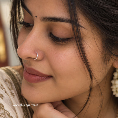 SHINING’s 925 Silver Nose Bali | Small Silver Nose Ring for Women