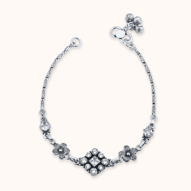 SHINING’s Rajasthani Cut-stone Work 925 Silver Oxidised Payal