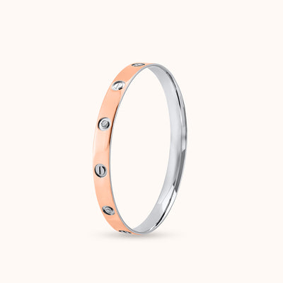 Rosegold Finish Silver Kada For Men | 925 Sterling Silver