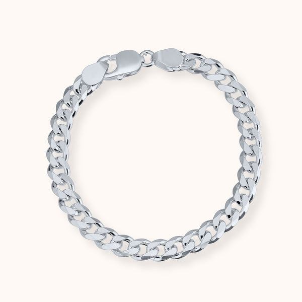 SHINING's Medium Silver Curb Bracelet For Men