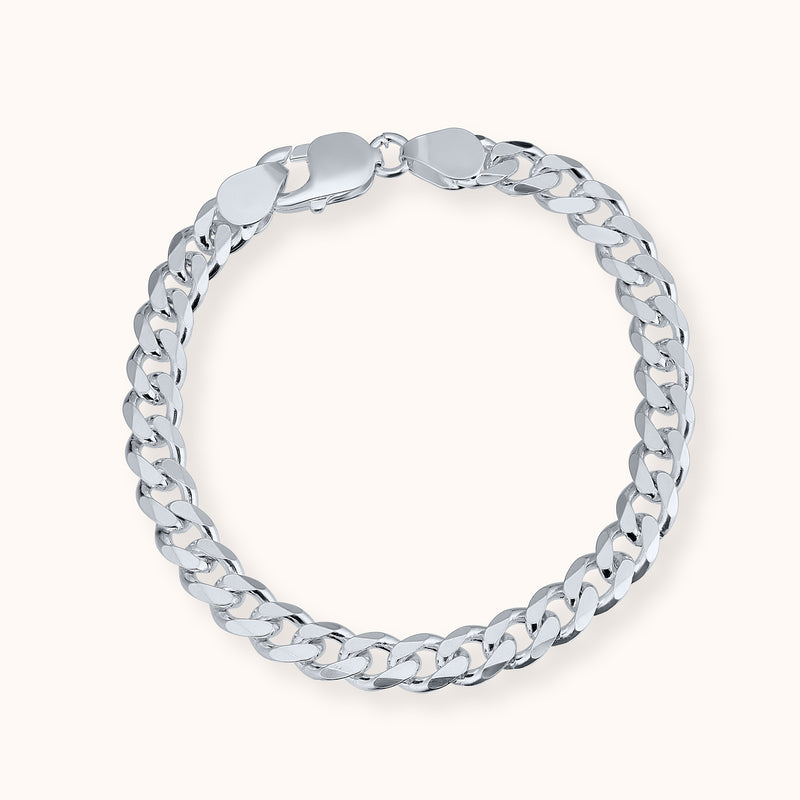 SHINING's Medium Silver Curb Bracelet For Men