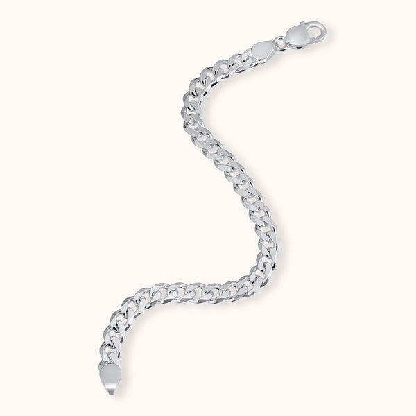 SHINING's Medium Silver Curb Bracelet For Men
