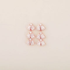 Baguette Brilliance: Rose Gold Earrings with Triangular Sterling Silver Studs Adorned with Baguette CZ Stones - Shining Silver.in